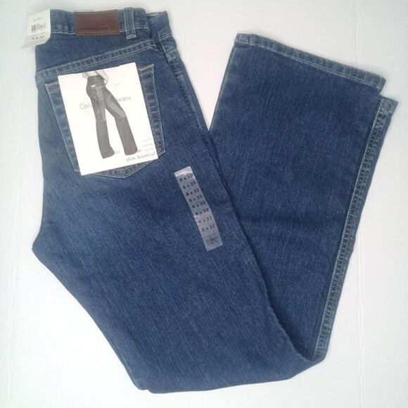 Calvin Klein Slim Fit Boot Cut High Waisted Stretch Dark Wash Y2k Jean New Sz 8 - Picture 4 of 8